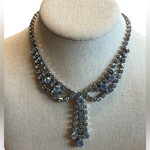 Estate La-Rel Silver Ice Blue Rhinestone Choker Necklace